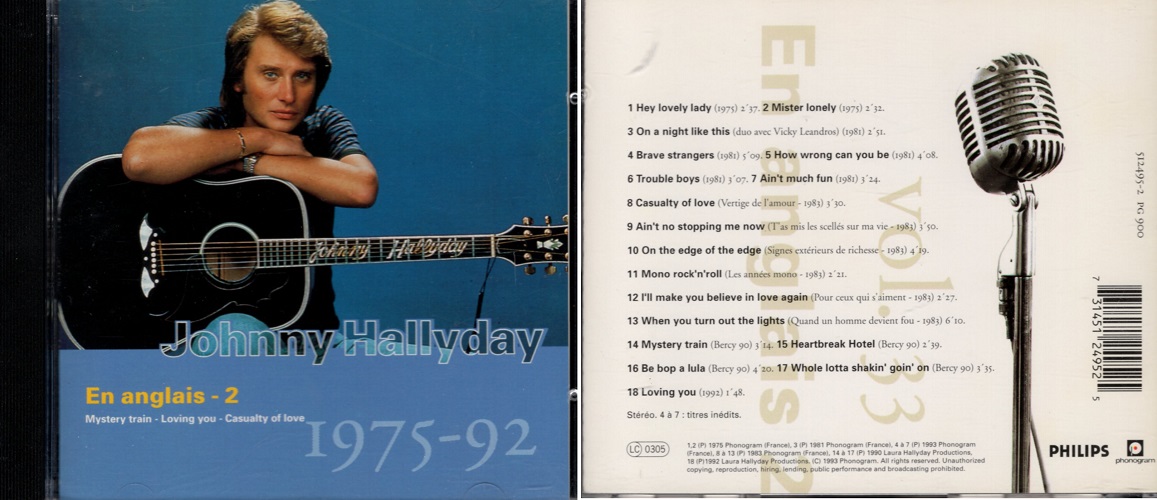 CD Johnny HALLYDAY En Anglais-2 « 1975-92 » – MaConsoLocale Pays